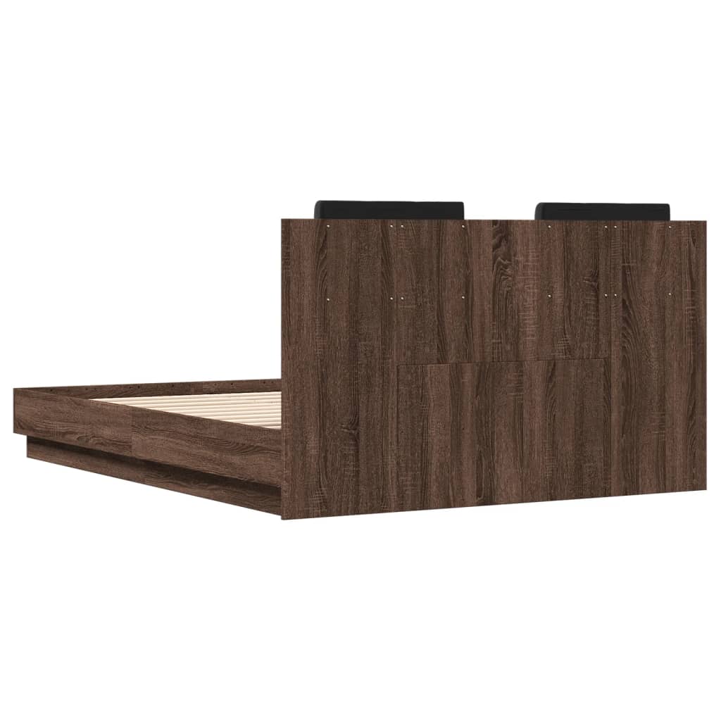 Sengeramme med hodegavl brun eik 120x190 cm konstruert tre