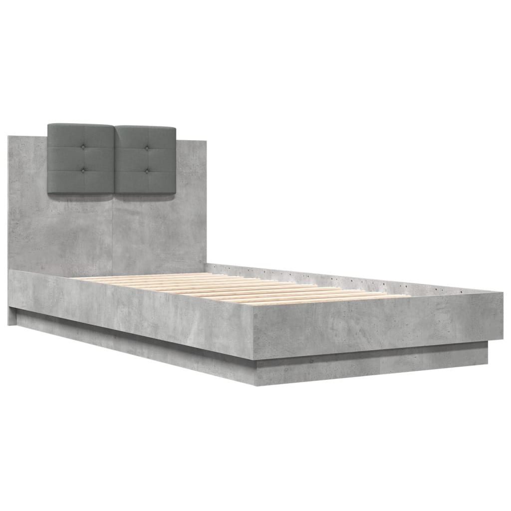 Sengeramme med hodegavl betonggrå 90x190 cm konstruert tre