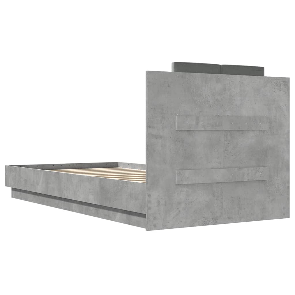 Sengeramme med hodegavl betonggrå 90x190 cm konstruert tre