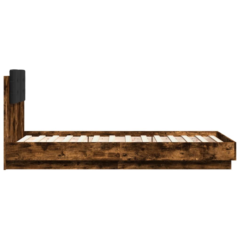 Sengeramme med hodegavl røkt eik 90x190 cm konstruert tre