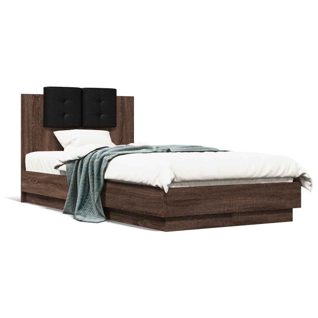 Sengeramme med hodegavl brun eik 90x190 cm konstruert tre