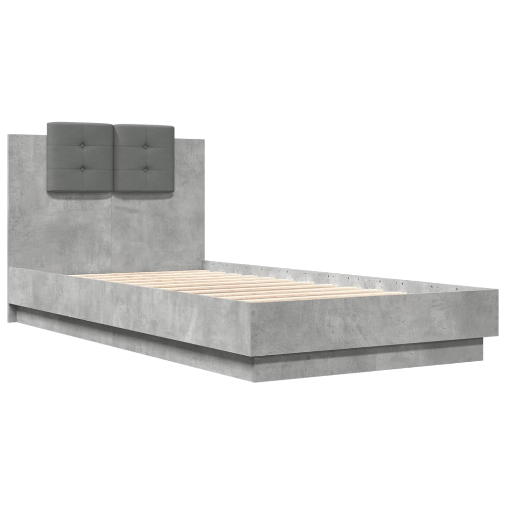 Sengeramme med hodegavl betonggrå 75x190 cm konstruert tre