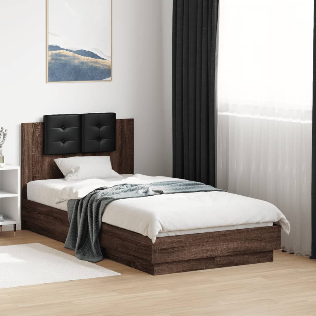 Sengeramme med hodegavl brun eik 75x190 cm konstruert tre