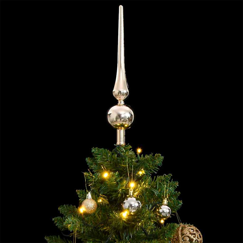 Kunstig hengslet juletre med 150 LED og kulesett 120 cm