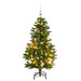 Kunstig hengslet juletre med 150 LED og kulesett 150 cm