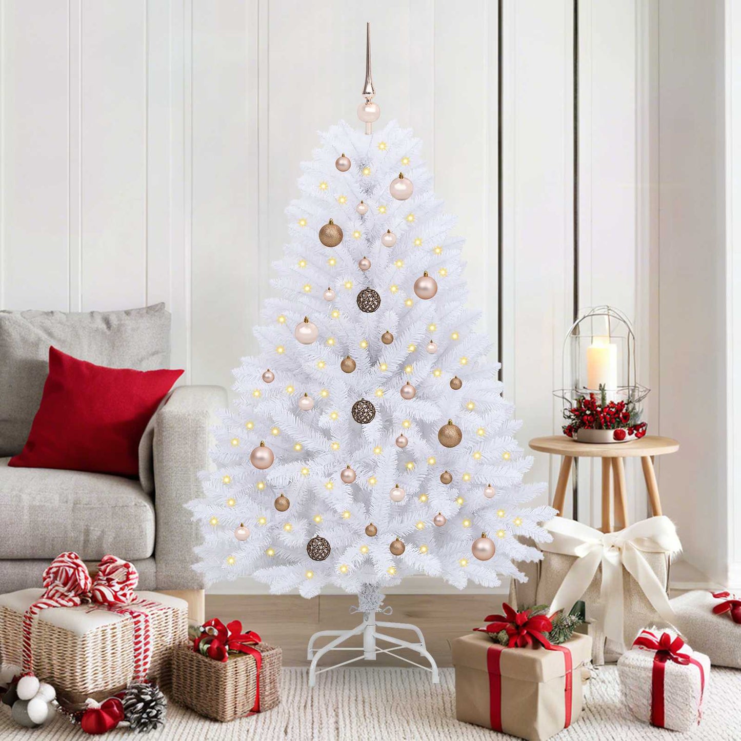 Kunstig juletre Hvit 80 x 80 x 150 cm PVC og metall