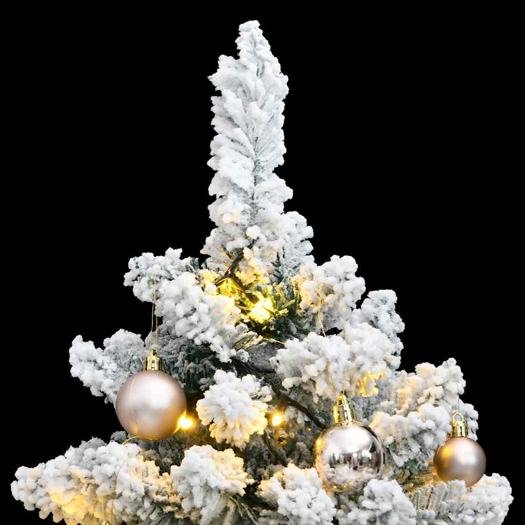 Kunstig hengslet juletre med 150 LED og kulesett 150 cm