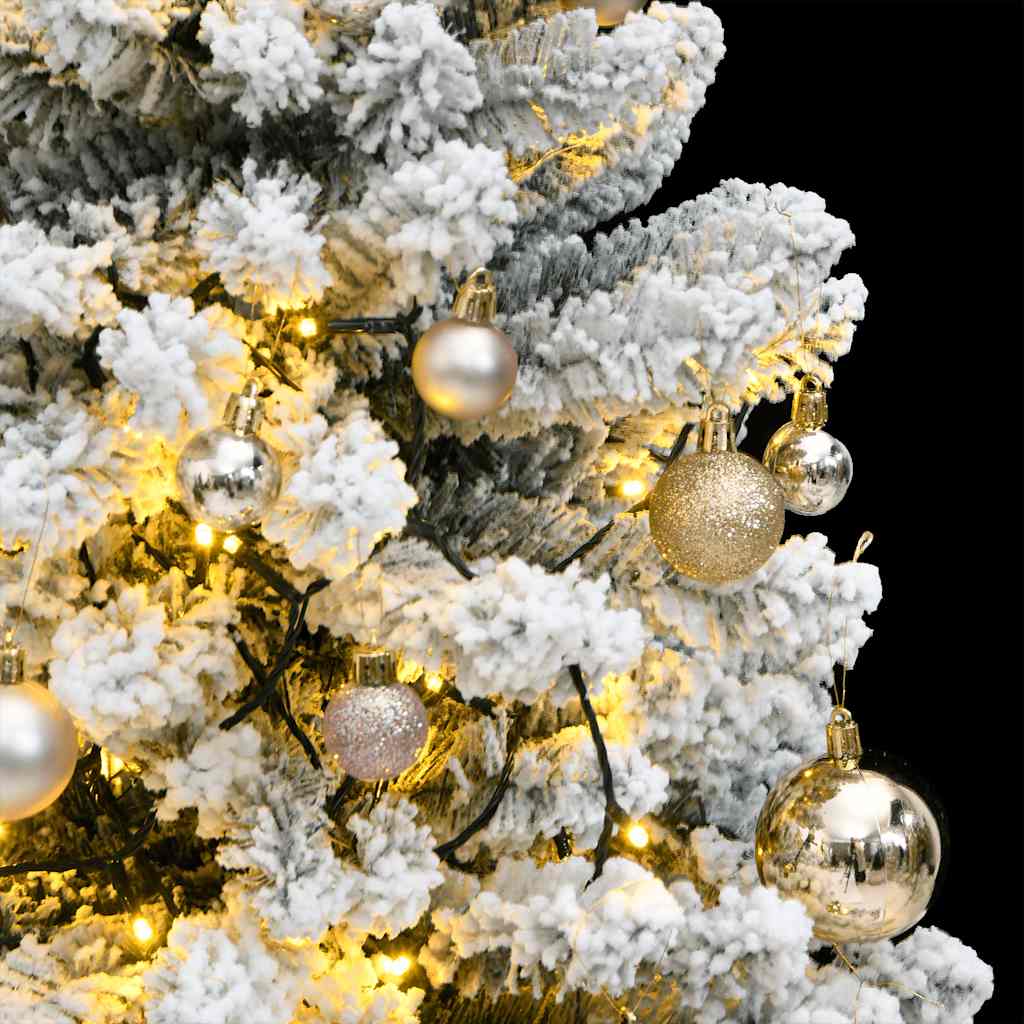 Kunstig hengslet juletre med 150 LED og kulesett 150 cm