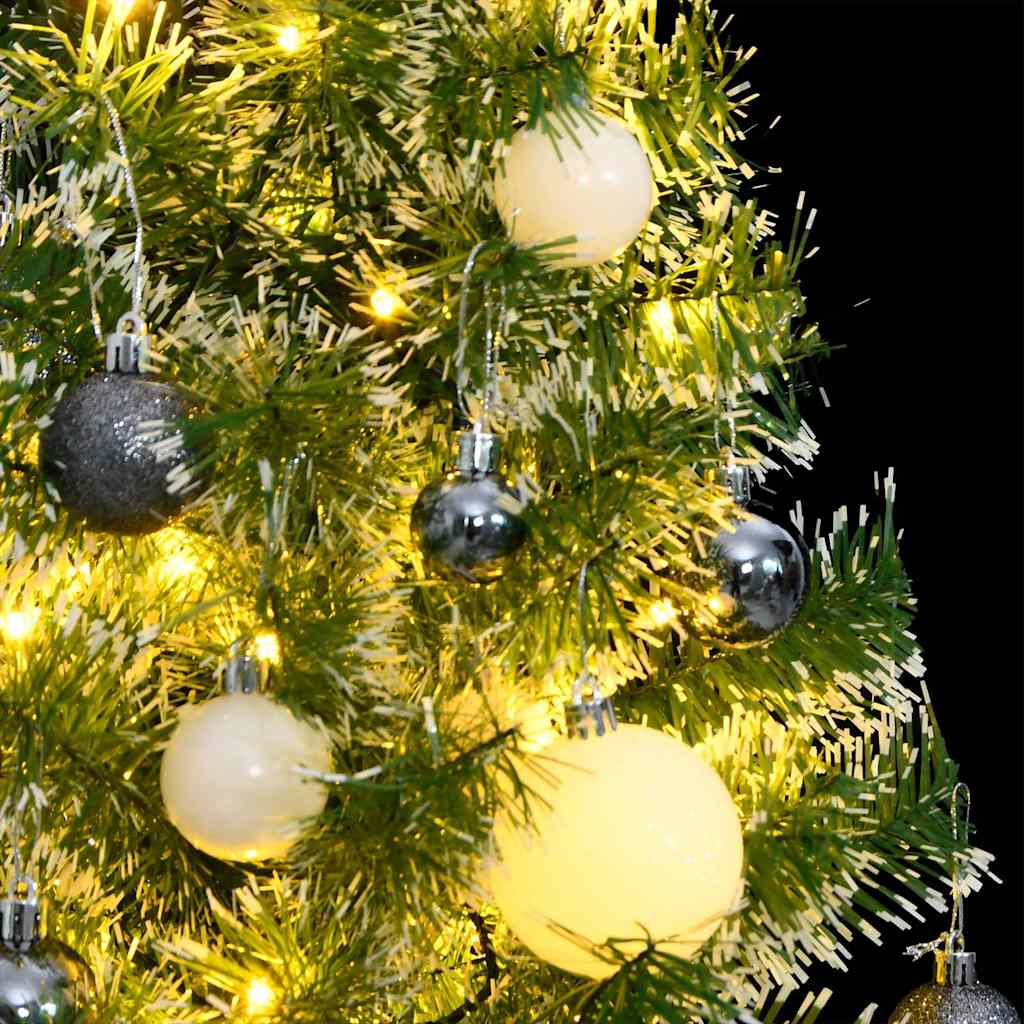 Kunstig juletre med 150 LED kulesett og flokket snø 150 cm