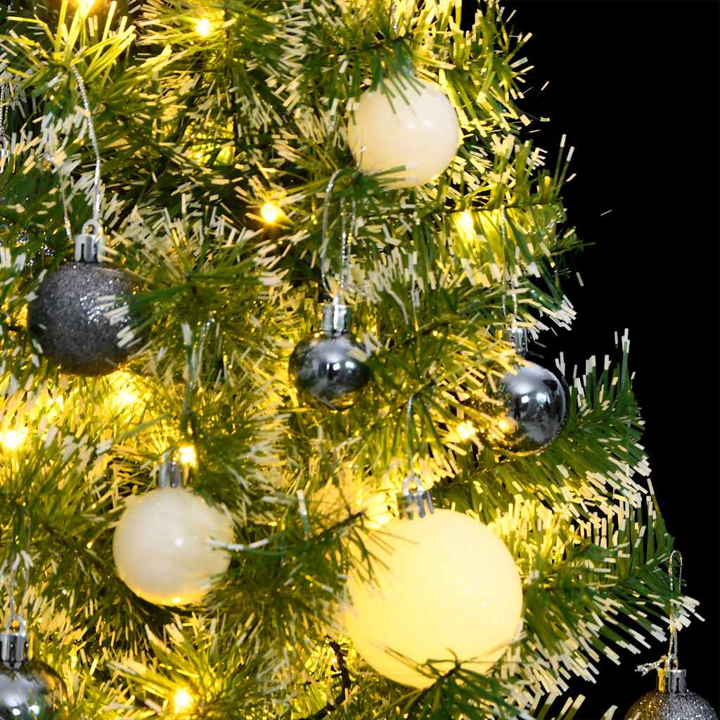 Kunstig juletre med 150 LED kulesett og flokket snø 150 cm