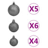 Kunstig hengslet juletre med 150 LED og kulesett 120 cm