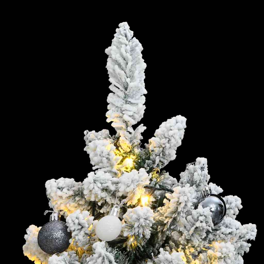 Kunstig hengslet juletre med 150 LED og kulesett 150 cm