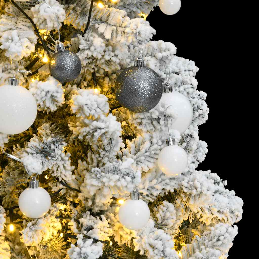 Kunstig hengslet juletre med 150 LED og kulesett 150 cm
