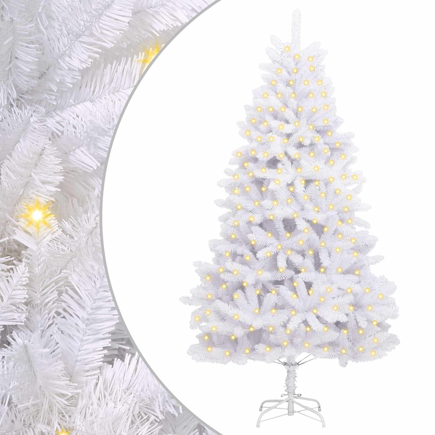 Kunstig juletre med 300 LED Hvit 210 cm PVC og metall