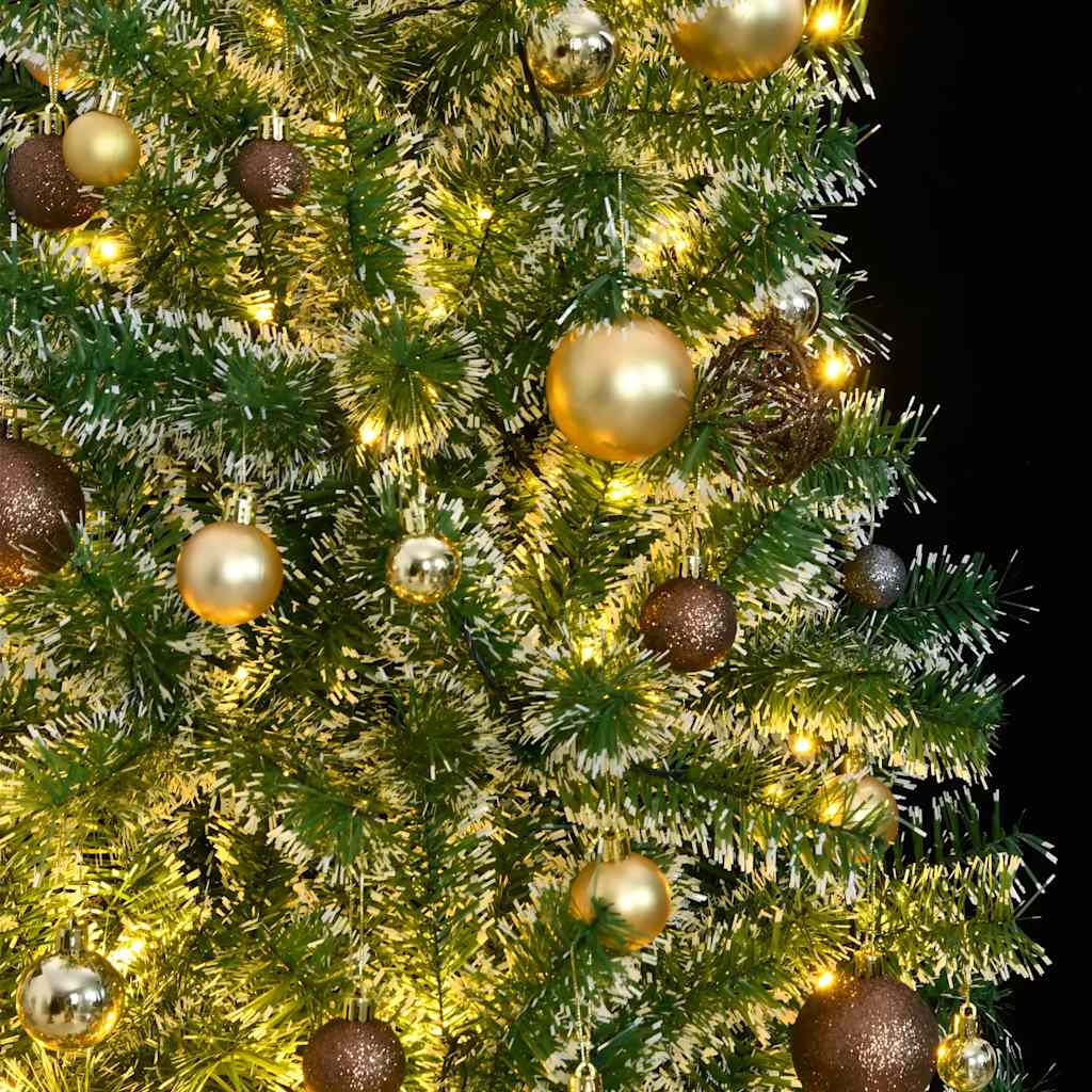 Kunstig juletre med 300 LED kulesett flokket snø 210 cm