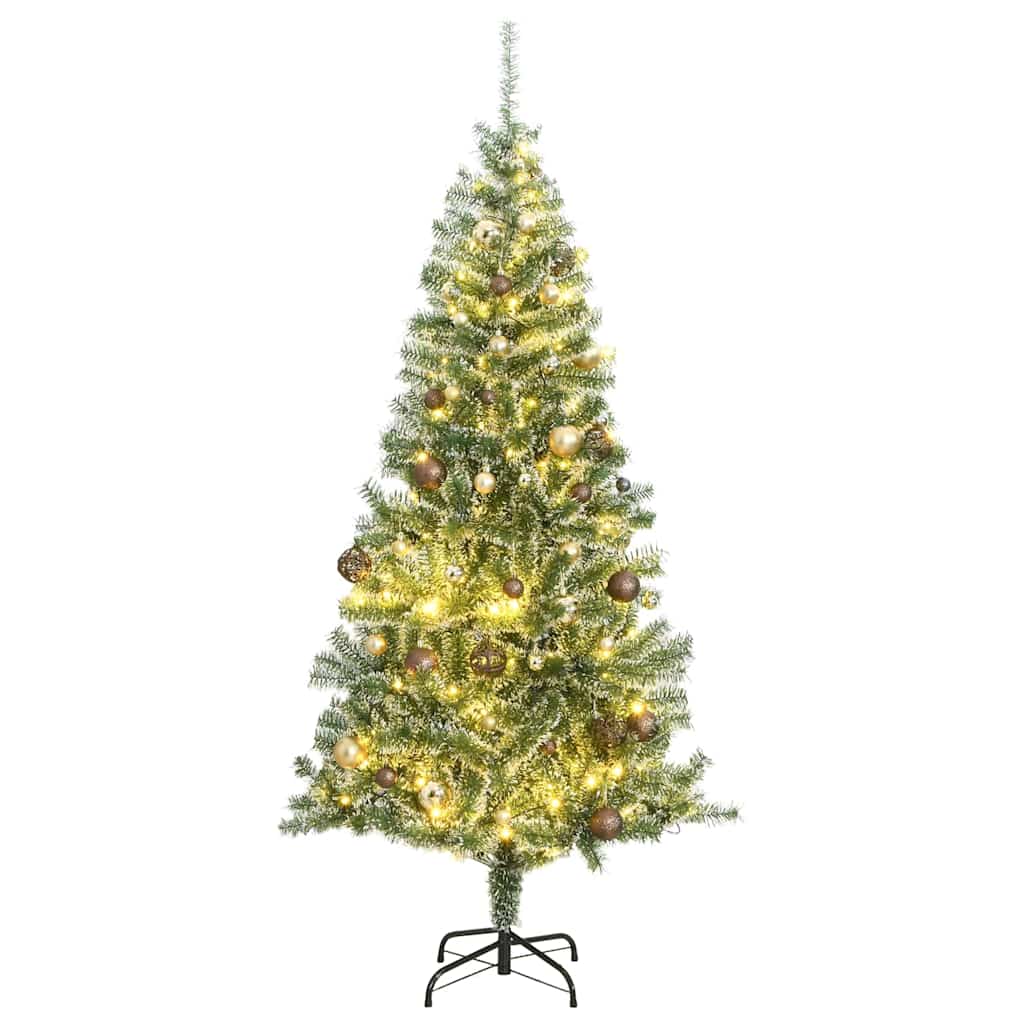 Kunstig juletre med 300 LED kulesett flokket snø 240 cm