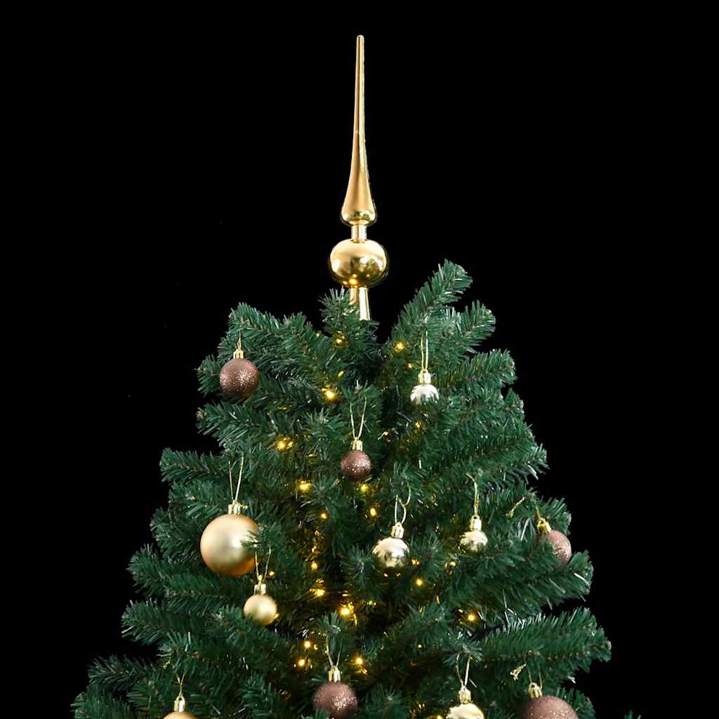 Kunstig hengslet juletre med 300 LED og kulesett 240 cm