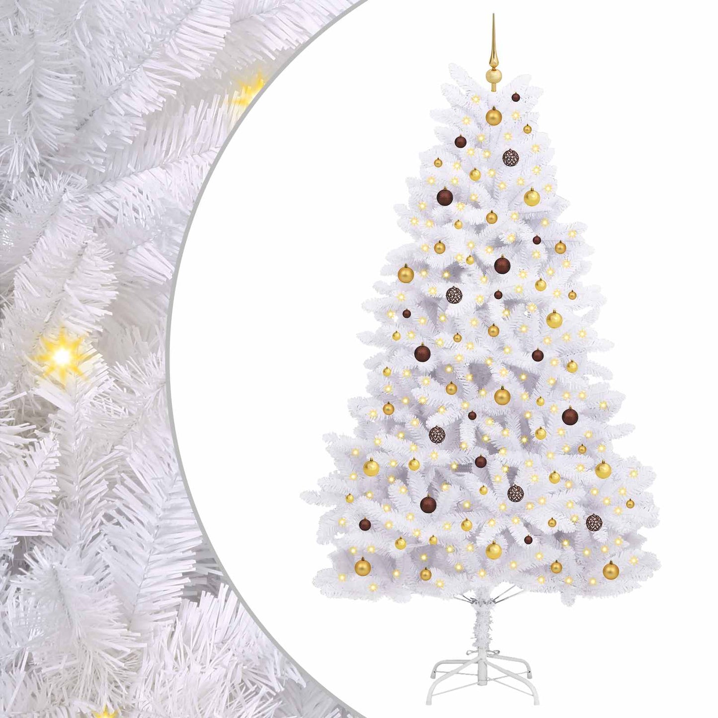 Kunstig juletre Hvit 128 x 128 x 270 cm PVC og metall