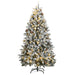 Kunstig hengslet juletre med 300 LED og kulesett 210 cm