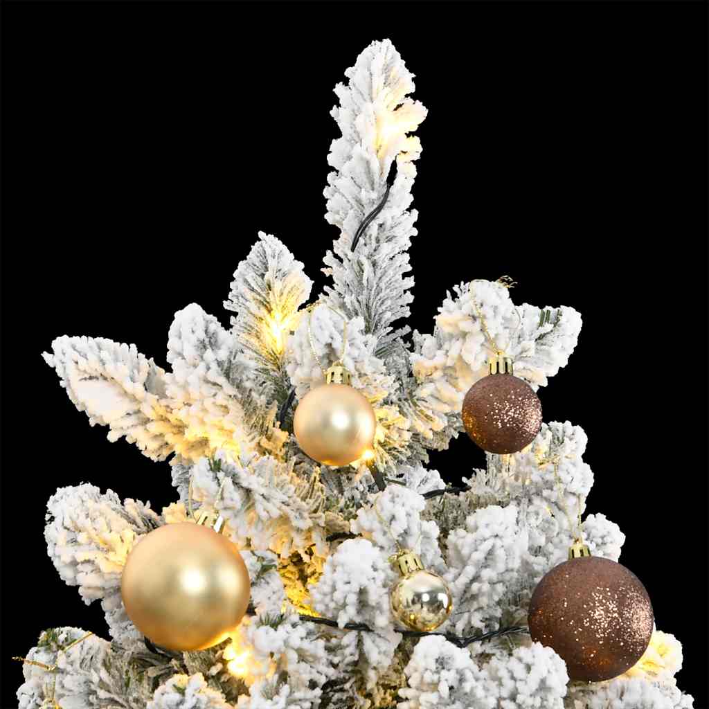 Kunstig hengslet juletre med 300 LED og kulesett 210 cm