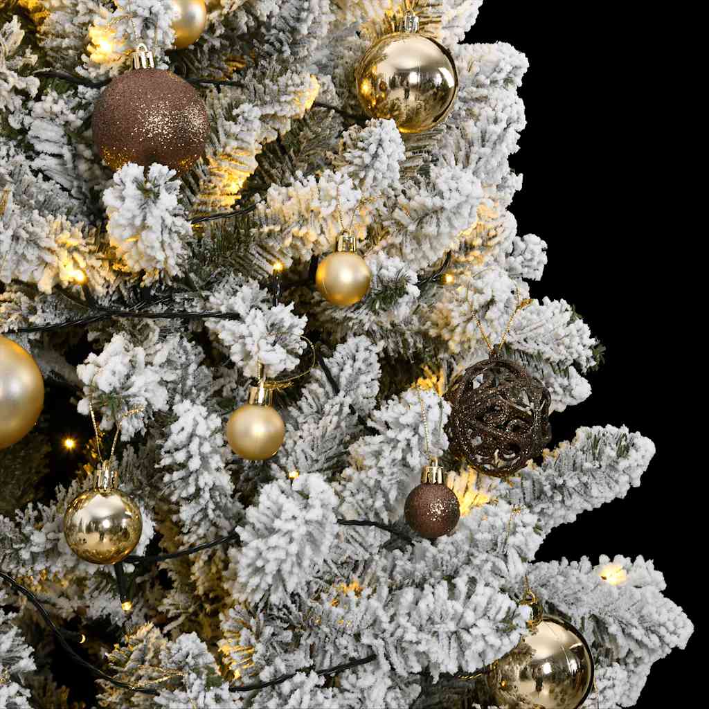 Kunstig hengslet juletre med 300 LED og kulesett 210 cm