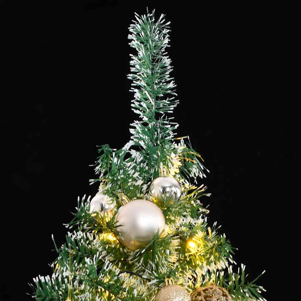 Kunstig juletre med 300 LED kulesett flokket snø 210 cm