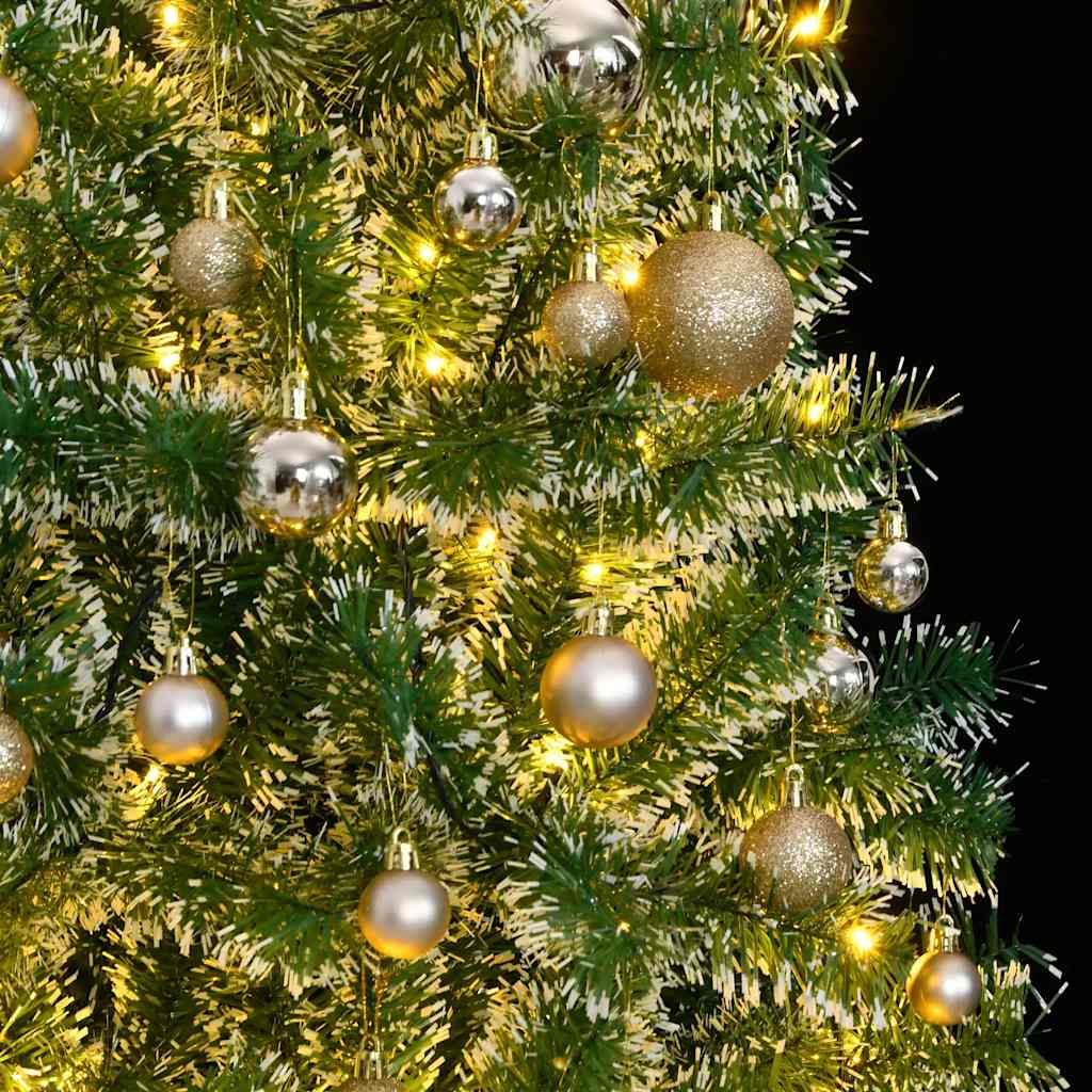 Kunstig juletre med 300 LED kulesett flokket snø 210 cm