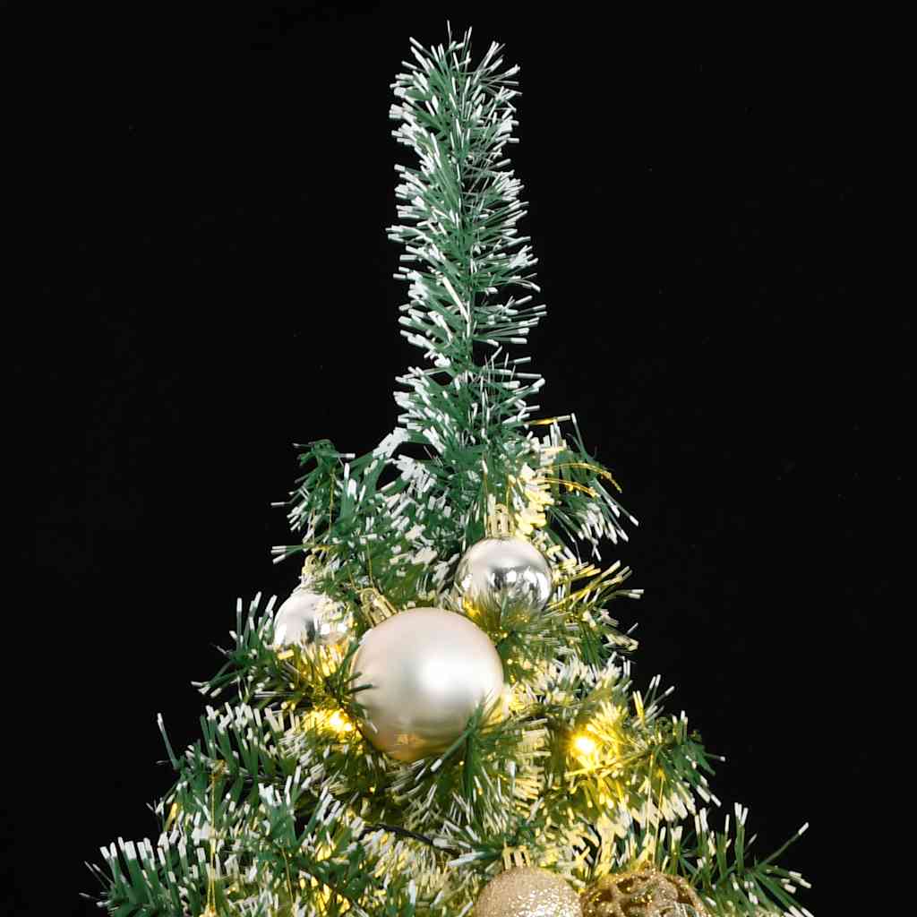 Kunstig juletre med 300 LED kulesett flokket snø 240 cm