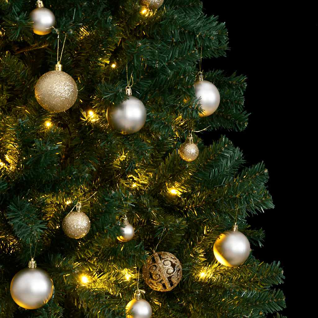 Kunstig hengslet juletre med 300 LED og kulesett 180 cm