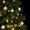 Kunstig hengslet juletre med 300 LED og kulesett 210 cm