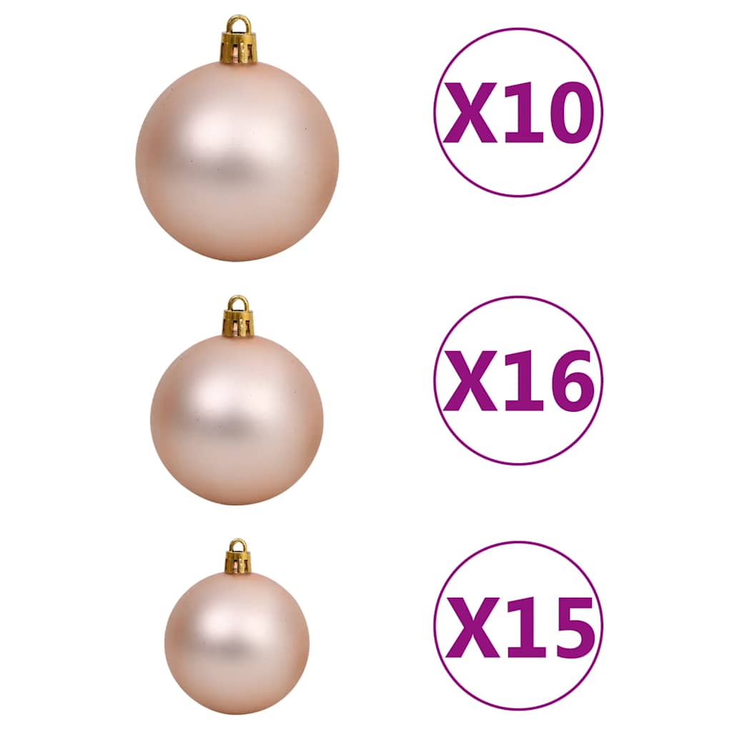 Kunstig hengslet juletre med 300 LED og kulesett 240 cm