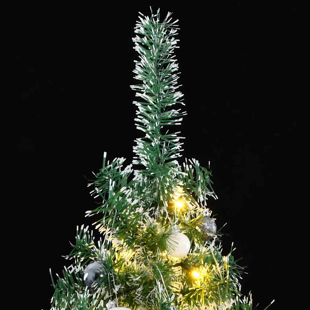 Kunstig juletre med 300 LED kulesett flokket snø 180 cm