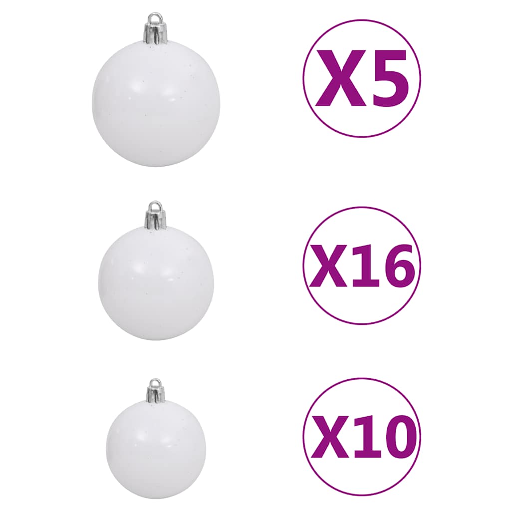 Kunstig juletre med 300 LED kulesett flokket snø 180 cm