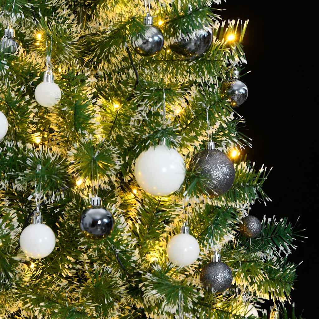 Kunstig juletre med 300 LED kulesett flokket snø 240 cm