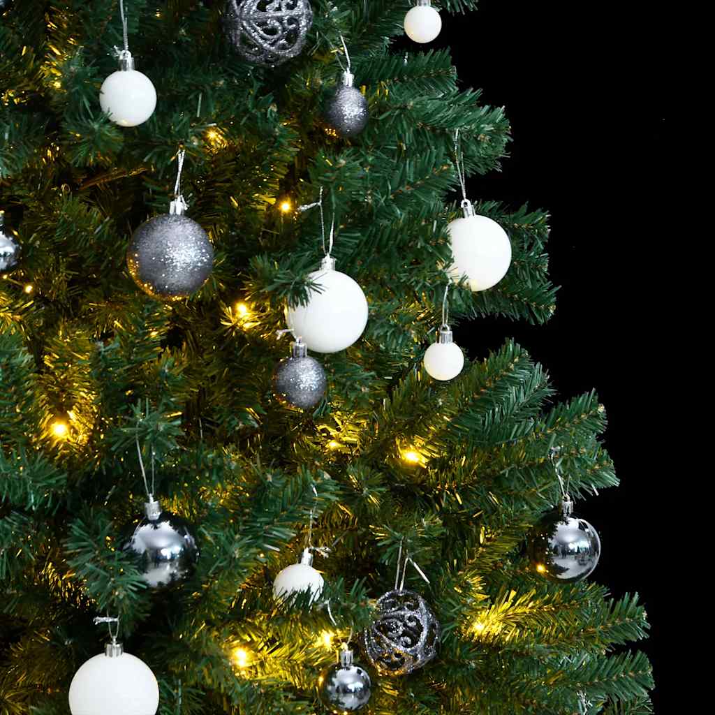 Kunstig hengslet juletre med 300 LED og kulesett 180 cm