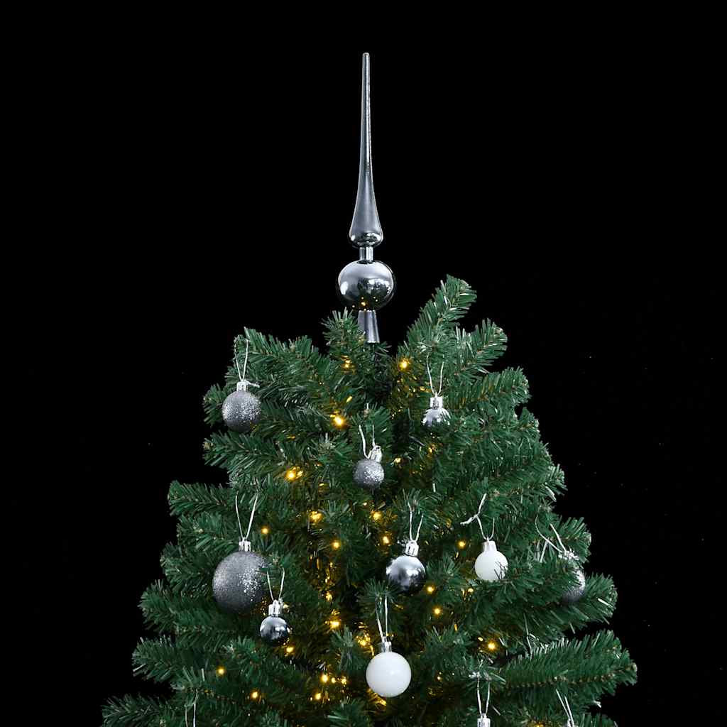 Kunstig hengslet juletre med 300 LED og kulesett 210 cm