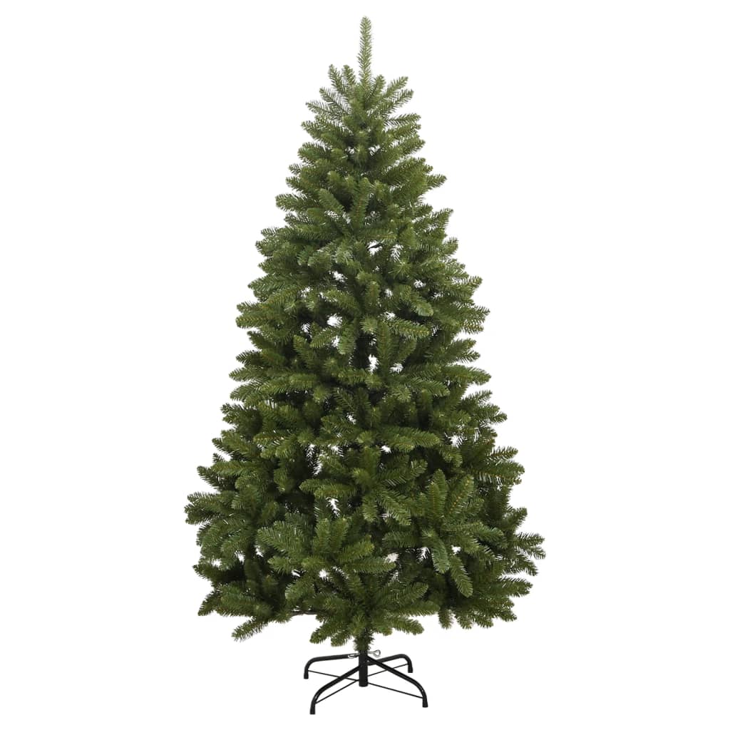 Kunstig hengslet juletre med 300 LED og kulesett 210 cm