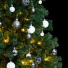 Kunstig hengslet juletre med 300 LED og kulesett 240 cm