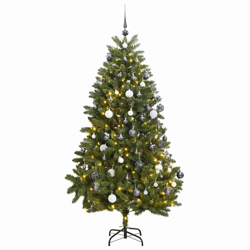 Kunstig hengslet juletre med 300 LED og kulesett 300 cm