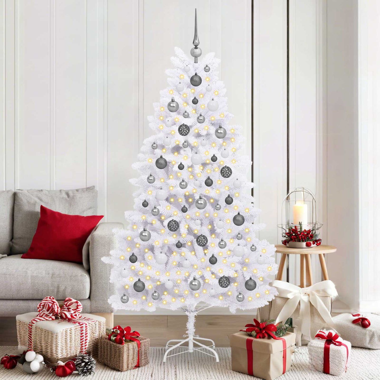 Kunstig juletre Hvit 90 x 90 x 180 cm PVC og metall
