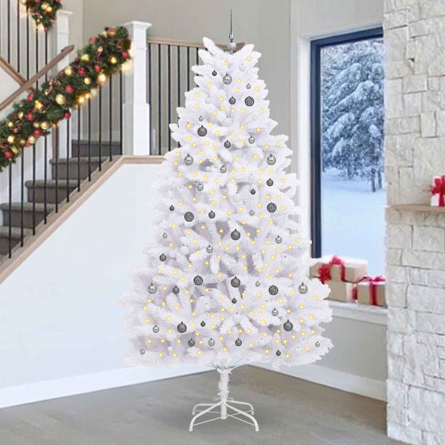 Kunstig juletre Hvit 128 x 128 x 270 cm PVC og metall