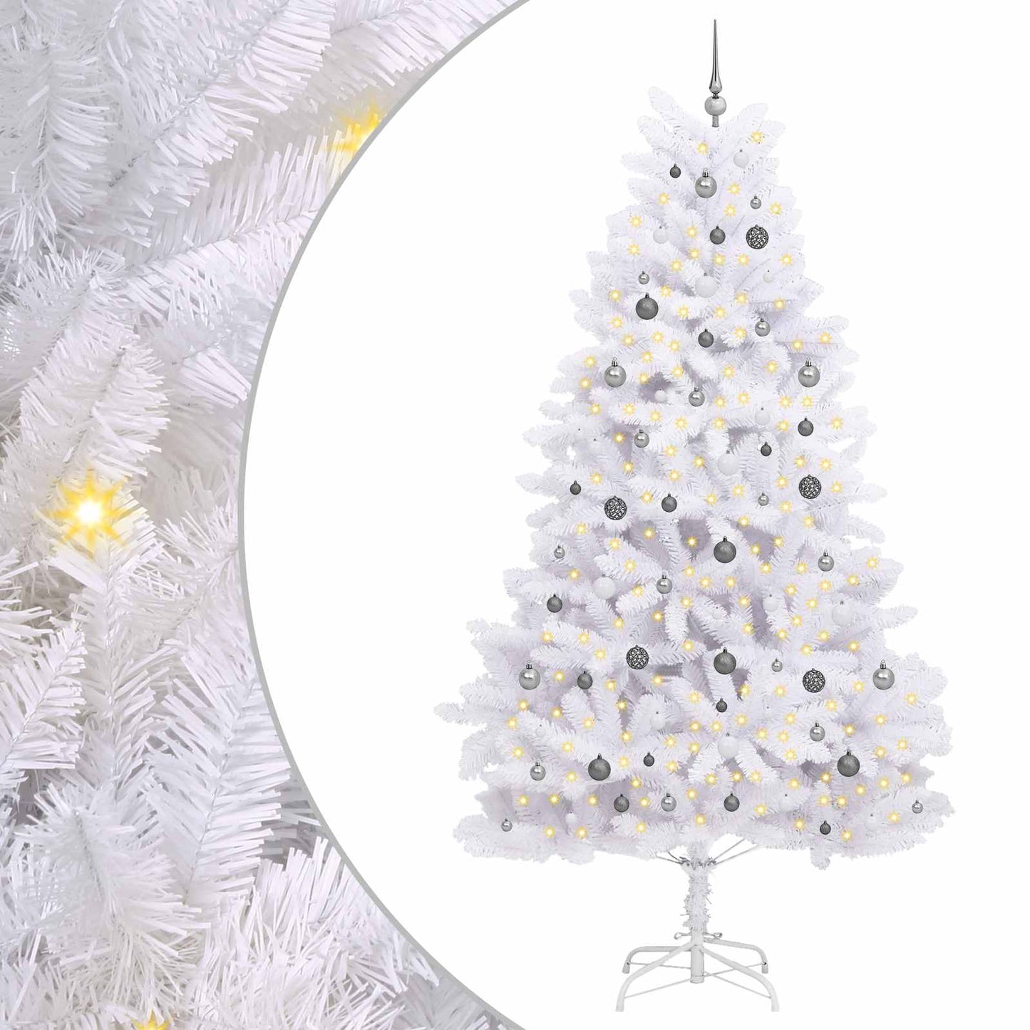 Kunstig juletre Hvit 128 x 128 x 270 cm PVC og metall