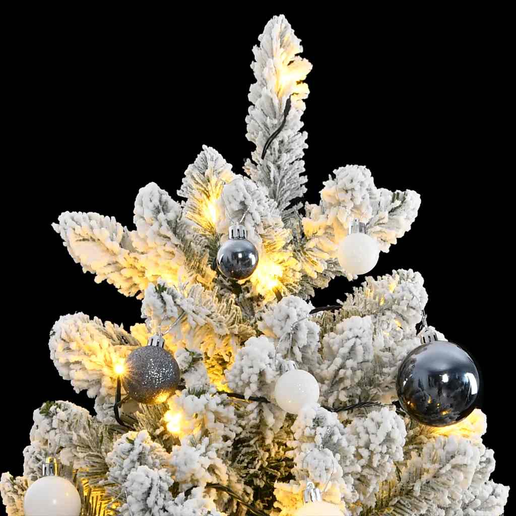 Kunstig hengslet juletre med 300 LED og kulesett 210 cm