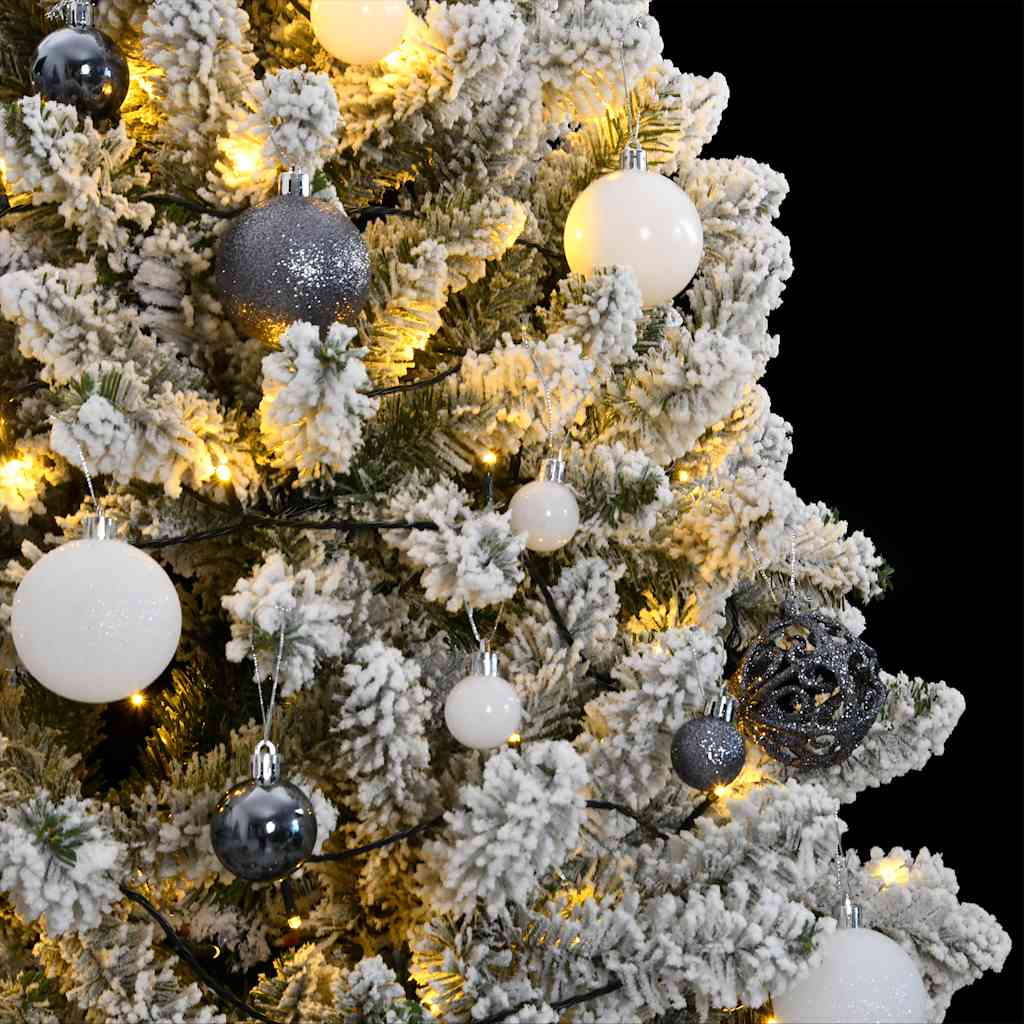 Kunstig hengslet juletre med 300 LED og kulesett 210 cm