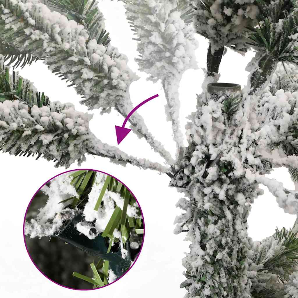 Kunstig hengslet juletre med 300 LED og kulesett 210 cm