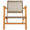 Bistrosett 3 deler beige polyrotting og heltre akasie