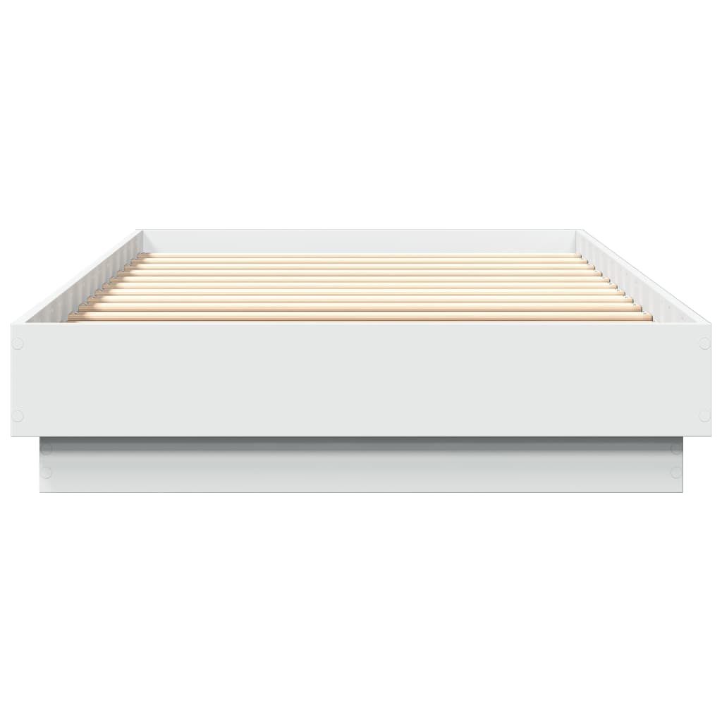 Sengeramme med LED-lys hvit 100x200 cm