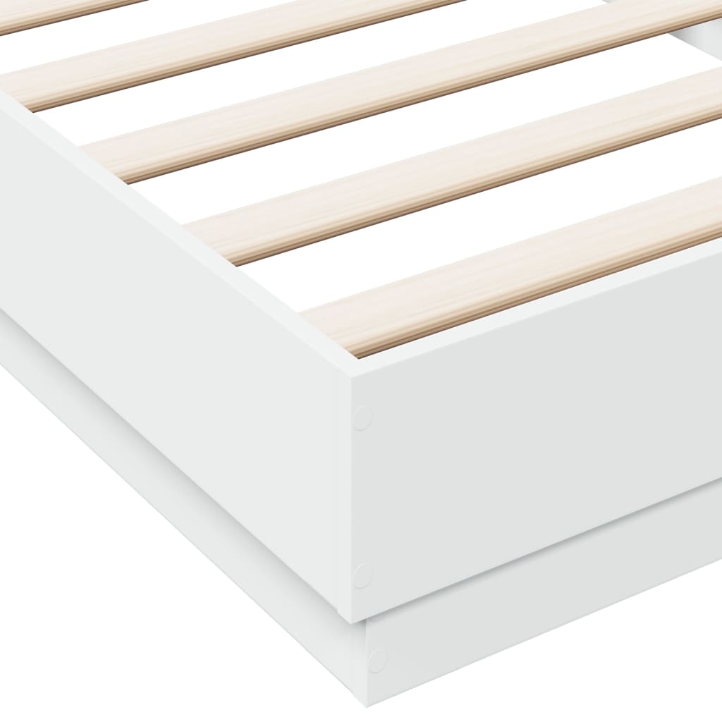Sengeramme med LED-lys hvit 100x200 cm