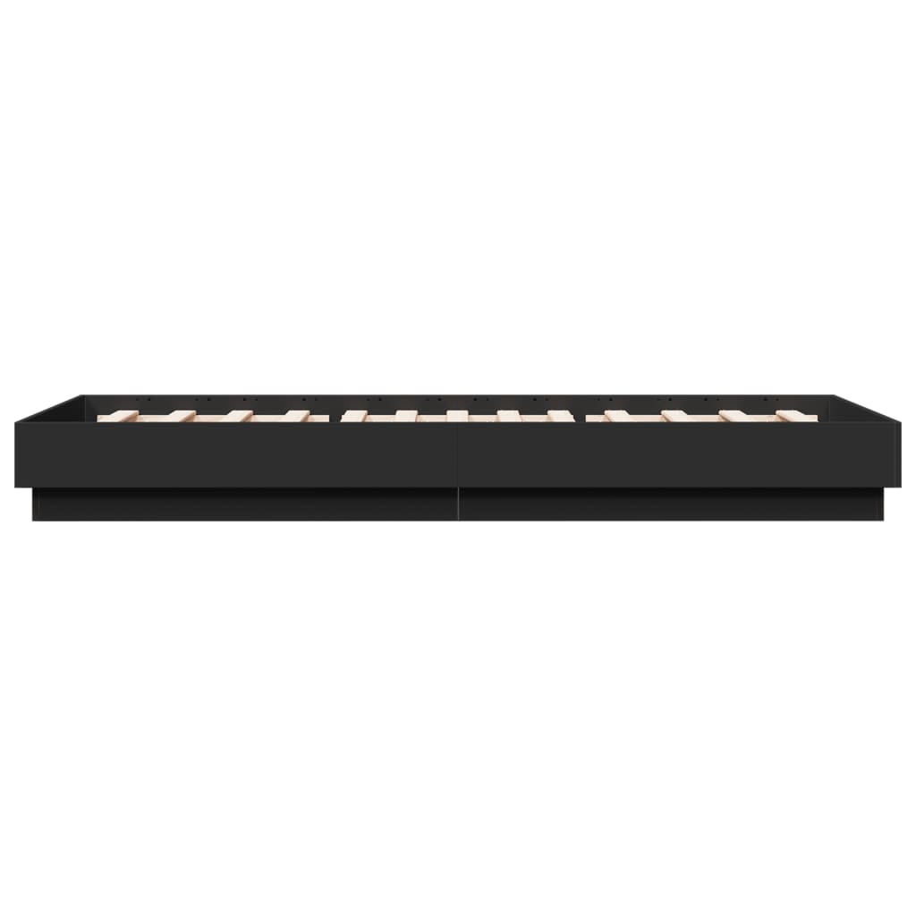 Sengeramme med LED-lys svart 100x200 cm