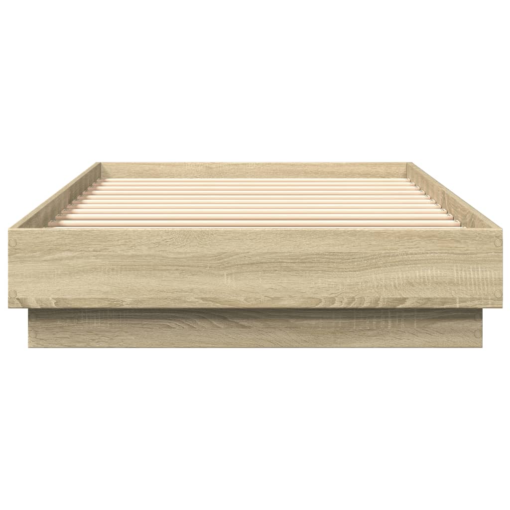 Sengeramme med LED-lys sonoma eik 90x200 cm